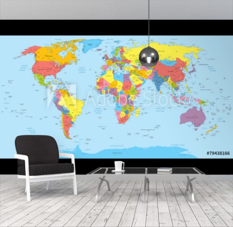 Picture of World map with countries country and city names